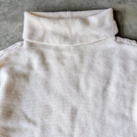 Nordstrom Collection Ivory Cable Knit Cashmere Wool Turtleneck Sweater size XL - Picture 2 of 7